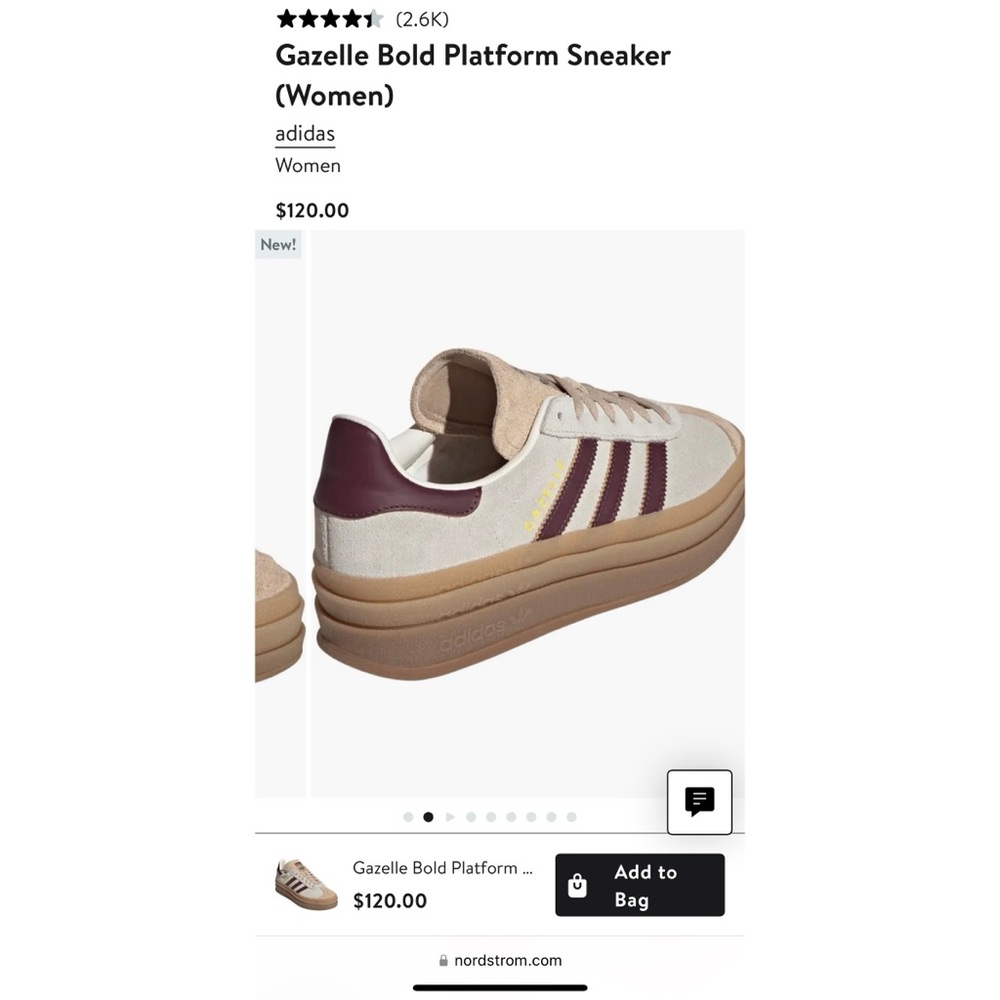 adidas Gazelle Bold Platform Sneaker — Beige and Burgundy - Picture 2 of 5